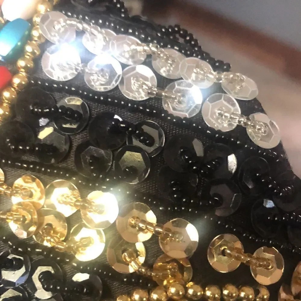 Hand made Medium Sequined Beaded Bag. So much detail .